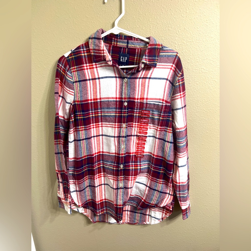 GAP Women’s Boyfriend Flannel Lightweight XS Red